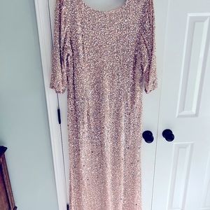 Adriana Papell Champagne/Silver Plus Size Full Sequin Dress - Worn once